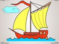 Гра Розмальовка корабель з вітрилами для дітей